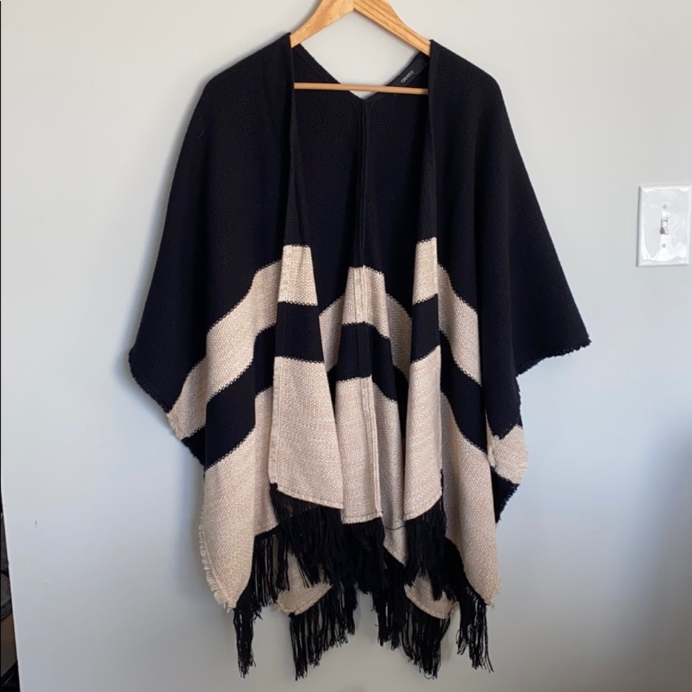 Navy and tan kimono/shawl